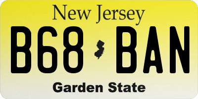 NJ license plate B68BAN