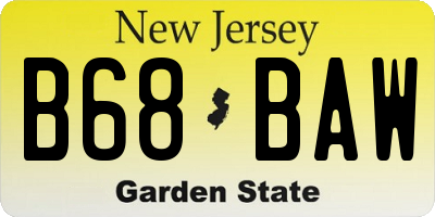 NJ license plate B68BAW