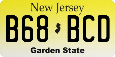 NJ license plate B68BCD