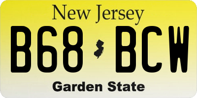 NJ license plate B68BCW