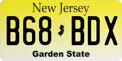 NJ license plate B68BDX