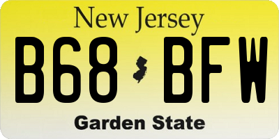 NJ license plate B68BFW