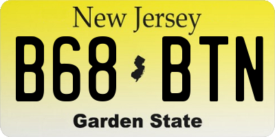 NJ license plate B68BTN