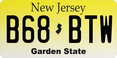 NJ license plate B68BTW