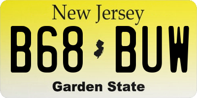NJ license plate B68BUW