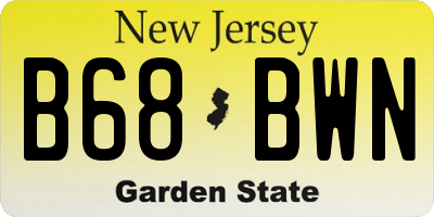 NJ license plate B68BWN