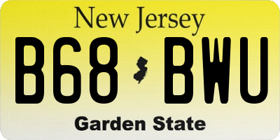 NJ license plate B68BWU