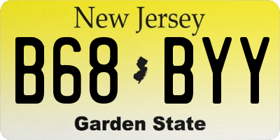 NJ license plate B68BYY