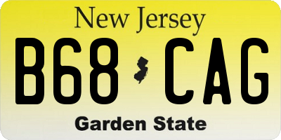 NJ license plate B68CAG