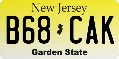 NJ license plate B68CAK