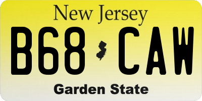 NJ license plate B68CAW