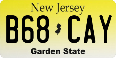 NJ license plate B68CAY