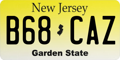 NJ license plate B68CAZ