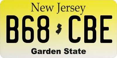 NJ license plate B68CBE