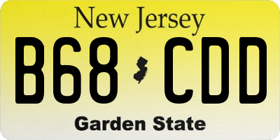 NJ license plate B68CDD