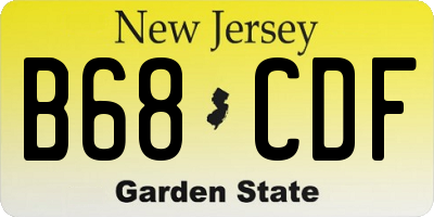 NJ license plate B68CDF