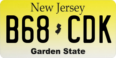 NJ license plate B68CDK