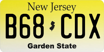 NJ license plate B68CDX