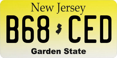 NJ license plate B68CED