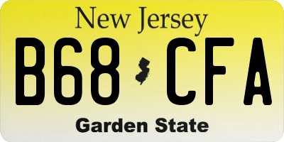 NJ license plate B68CFA