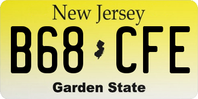 NJ license plate B68CFE