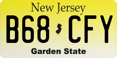 NJ license plate B68CFY