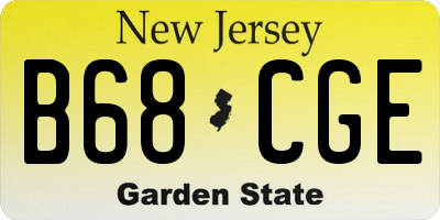 NJ license plate B68CGE