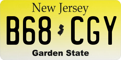 NJ license plate B68CGY