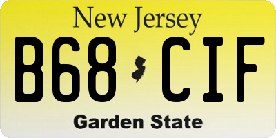 NJ license plate B68CIF