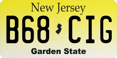 NJ license plate B68CIG