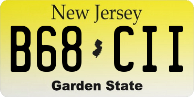 NJ license plate B68CII