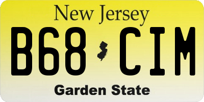 NJ license plate B68CIM