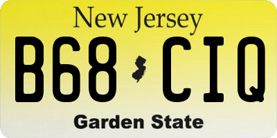 NJ license plate B68CIQ