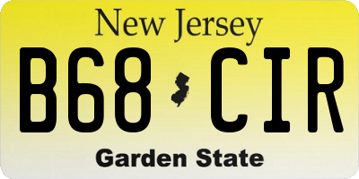 NJ license plate B68CIR