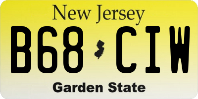 NJ license plate B68CIW