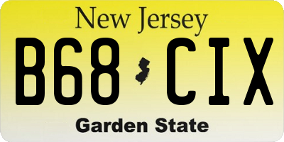 NJ license plate B68CIX