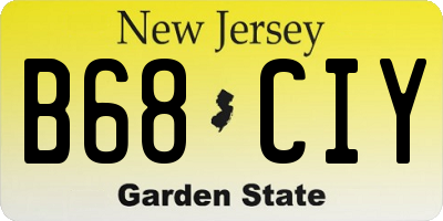 NJ license plate B68CIY