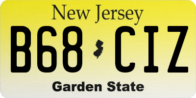 NJ license plate B68CIZ
