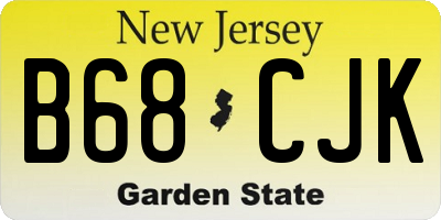 NJ license plate B68CJK