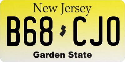 NJ license plate B68CJO