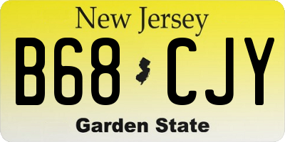NJ license plate B68CJY