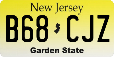 NJ license plate B68CJZ