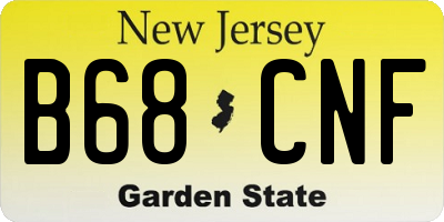 NJ license plate B68CNF