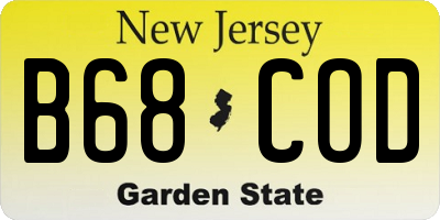 NJ license plate B68COD