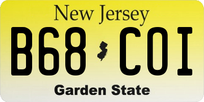 NJ license plate B68COI