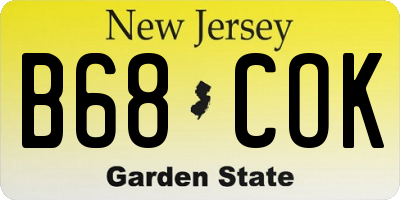 NJ license plate B68COK