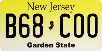 NJ license plate B68COO