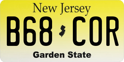 NJ license plate B68COR