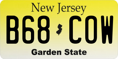 NJ license plate B68COW
