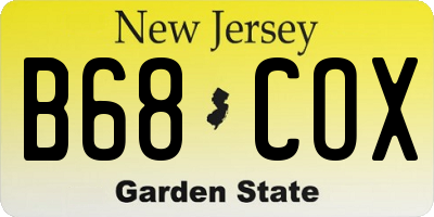 NJ license plate B68COX